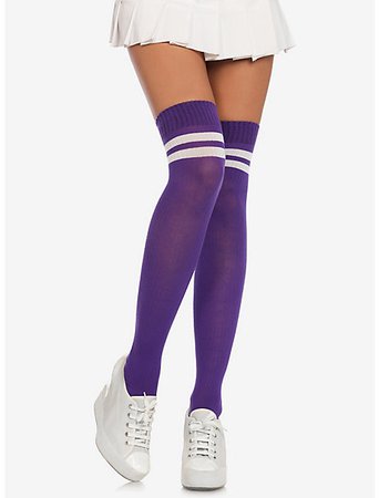 Purple and White Knee High Socks