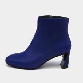 Jady Rose Geometric Heel Suede Zipper Blue Boots (17DR10295) - 0cm