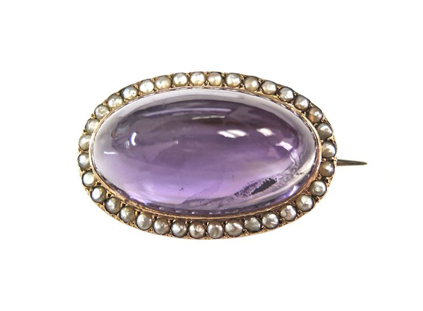 Antique Amethyst and Pearl Brooch