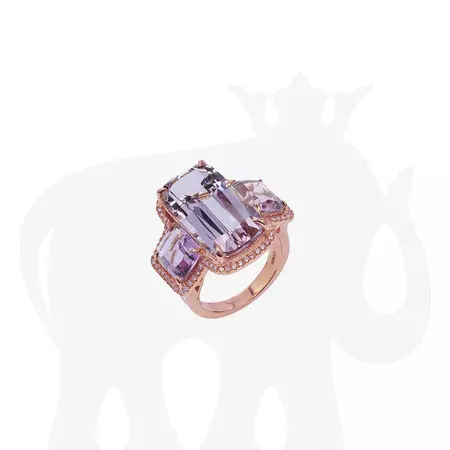 Lavender Amethyst 3 Stone Cushion Ring with Diamonds – Goshwara