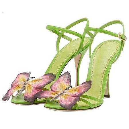 bright green heels with butterflies