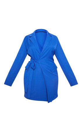 Cobalt Tie Detail Blazer Dress | Dresses | PrettyLittleThing