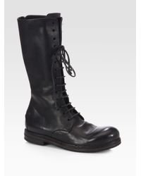 Lyst - Marsèll Tall Leather Laceup Combat Boots in Black