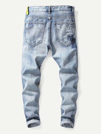 Guys Destroyed Plain Jeans | ROMWE