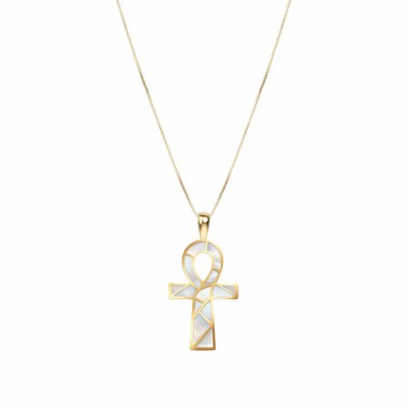 Blessed Eternity - Mother of Pearl Ankh Pendant Necklace