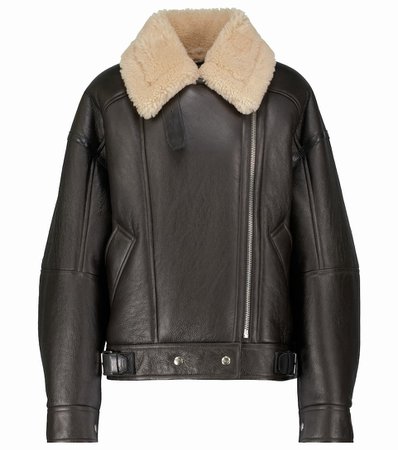 Acne Studios - Shearling and leather biker jacket | Mytheresa