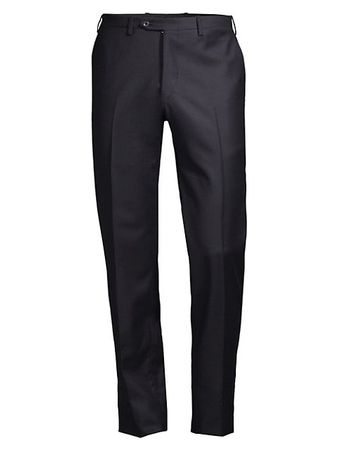 Shop Kiton Flat-Front Wool Trousers | Saks Fifth Avenue