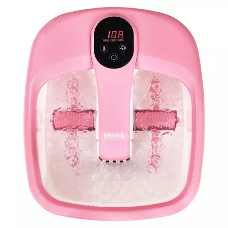 Costway Portable Electric Foot Spa Bath Automatic Roller Heating Motorized Massager Pink - Walmart.com