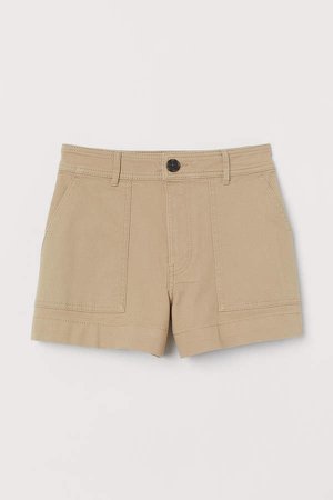 Cotton Twill Shorts - Beige