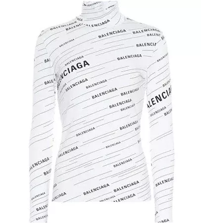 Balenciaga, Logo Turtleneck Sweater, Women, White, XS, Tops