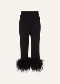 Feather trim pants in black | Magda Butrym