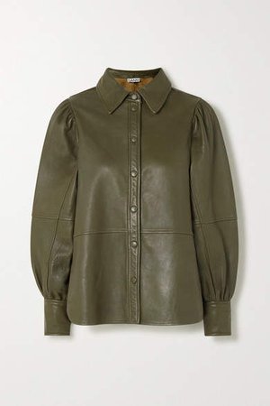 Leather Shirt - Army green