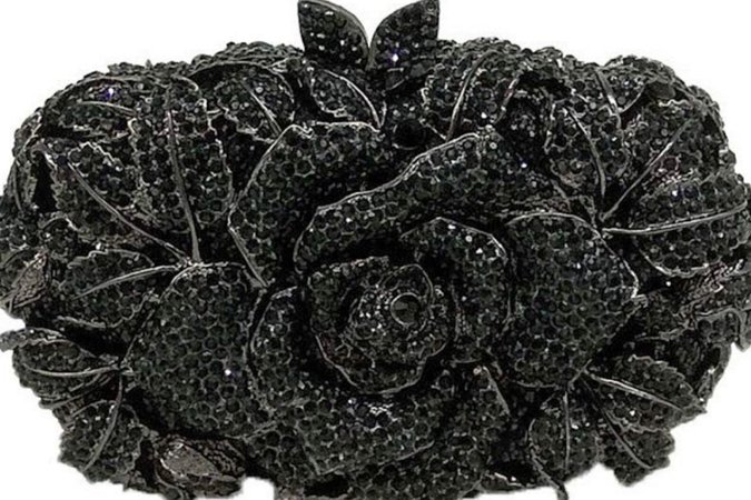New Dark Silver Rose Floral With Black Austrian Crystal - Etsy