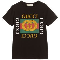 Gucci - Black Cotton Logo T-Shirt | Childrensalon