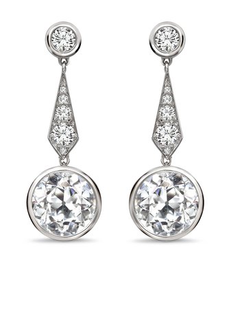 Pragnell Vintage 1911-1940 18kt white gold Art Deco diamond drop earrings - FARFETCH