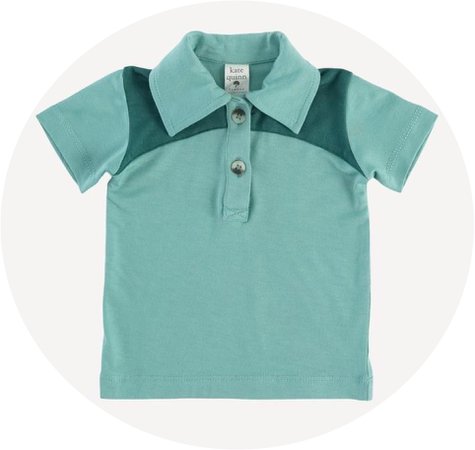 two toned polo shirt | beryl green | bamboo - 6-12m