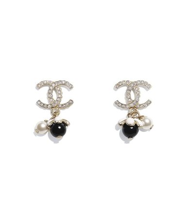 gold black and white chanel earrings