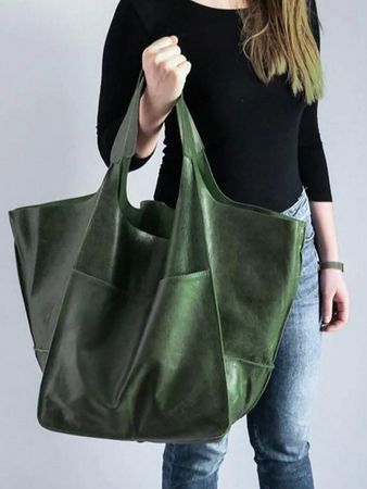 Large Capacity Tote Bag, Retro Style Handbag With Front Pocket For Work & Travel for Women, Rookies & White-collar Workers | SHEIN USA