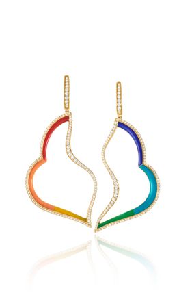 Sky Enameled 18k Rose Gold Diamond Earrings By Sarah Ho | Moda Operandi