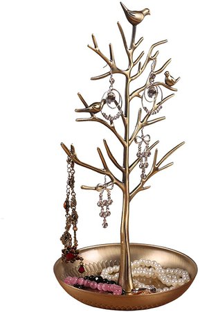 Amazon.com: INVIKTUS Silver Birds Tree Jewelry Stand Display Earring Necklace Holder Organizer Rack Tower: Home & Kitchen