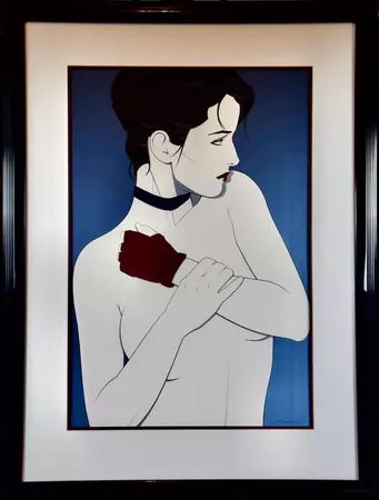 Patrick Nagel - Woman with Glove: Large Framed Screen Print by Patrick Nagel For Sale at 1stDibs