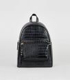 Black Faux Croc Backpack | New Look