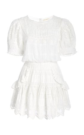 LoveShackFancy Augustine Broderie Anglaise Cotton-Voile Mini Dress