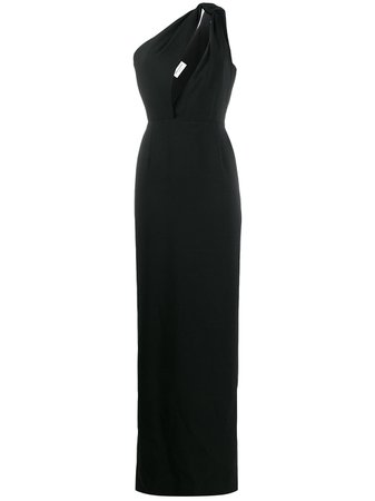 Black Saint Laurent one shoulder long dress - Farfetch