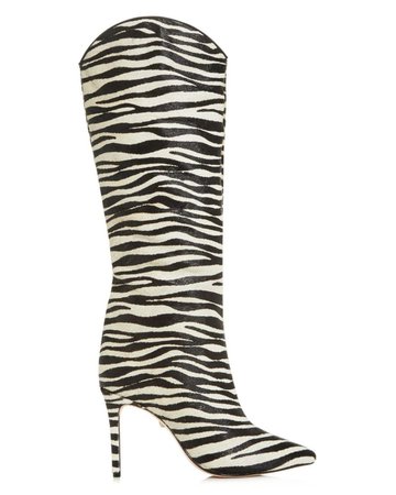 Schutz Maryana 2 Zebra Print Calf Hair Tall Stovepipe Stiletto Boots in Black/Pearl (Black) - Lyst
