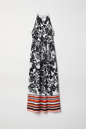 Sleeveless maxi dress - White/Black patterned - Ladies | H&M