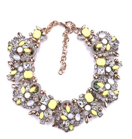 yellow jewel statement necklace