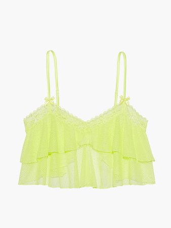 Lacy, Not Racy Crop Cami in Green & Yellow | SAVAGE X FENTY