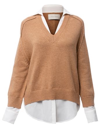 tibi high low tan sweater - Google Search