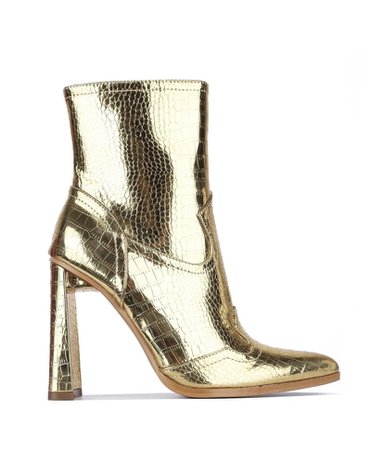 Gold Alligator Print ShoeWall Ankle Boot (Women)