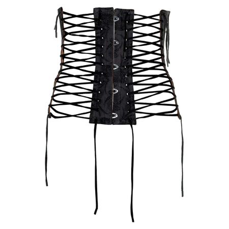 Jean Paul Gaultier black jacquard cotton lace up corset, ss 2004 For Sale at 1stDibs