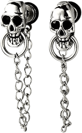 EARRINGS - Silver Skull Chains - Unknown