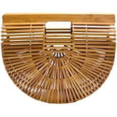 Amazon.com: Vintga Bamboo Bags for Women Summer Straw Wooden Beach Purses Basket Handle Handbags (Small) : Clothing, Shoes & Jewelry