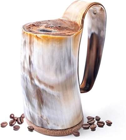 Amazon.com | Norse Tradesman Original Viking Drinking Horn Mug - 100% Authentic Beer Horn Tankard w/Natural Surface & Burlap Gift Sack | "The Original", Unpolished, X-Large: Beer Mugs & Steins