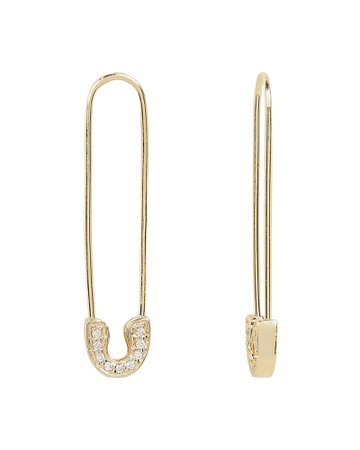 Sydney Evan Diamond Safety Pin Earrings | INTERMIX®