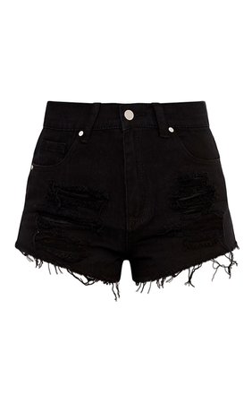 Elana Black Ripped Denim Hotpants | Denim | PrettyLittleThing