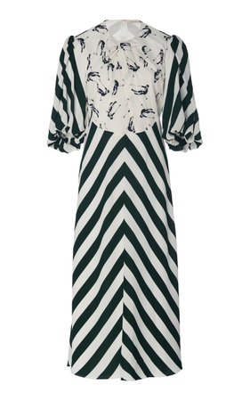 Magnolia Striped-Patterned Crepe Midi Dress by Emilia Wickstead | Moda Operandi