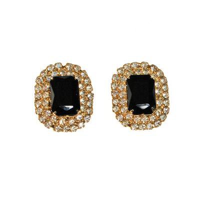 Jet Black Crystal and Rhinestone Statement Earrings - Vintage Meet Modern
