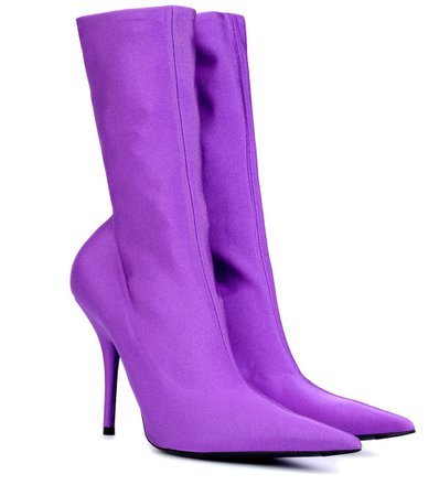 Balenciaga Purple Knife Stretch-Jersey Ankle Boots