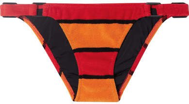 The Tilda Striped Cotton-blend Terry Bikini Briefs - Orange