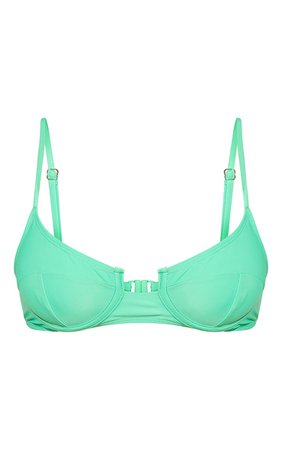 Recycled Deep Green Mix & Match Balconette Bikini Top - Bikinis - Swimwear - Womens Clothing | PrettyLittleThing CA