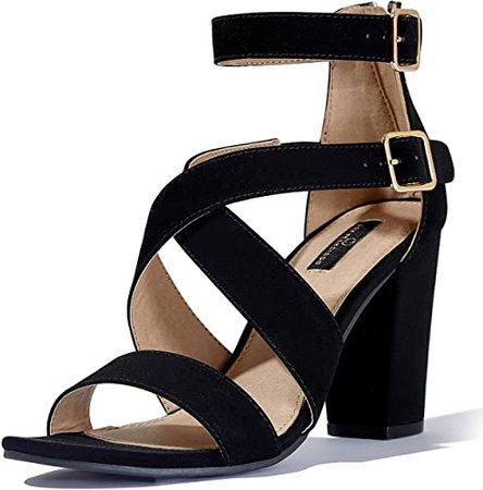 DailyShoes Women's Chunky Heel Sandal Open Toe Buckle Ankle Strap Casual Party Dress Sandals