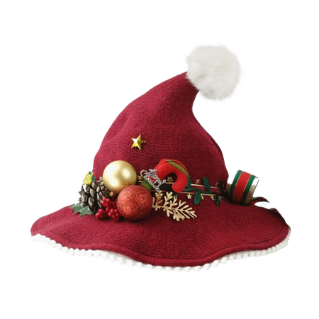 DevilInspired | Handmade Wine Red Christmas Hat | Christmas Witch Hat Side (Dei5 edit)