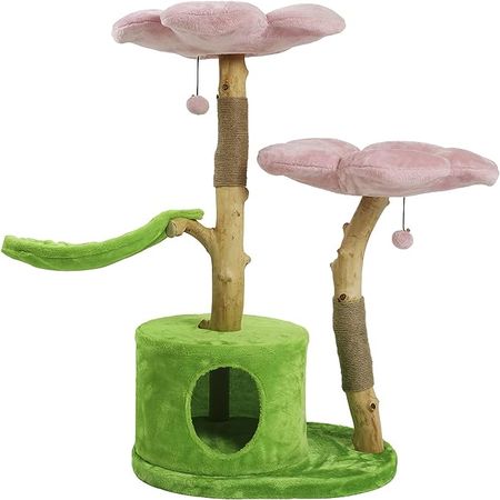 Amazon.com : KBSPETS Wood Floral Cat Tree, Wooden Cat Tower, Modern Cat House, Cat Furniture, Cat Gift, Luxury Cat Condo, Flower Cat Tree (Cherry Blossom) : Pet Supplies