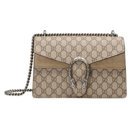 Dionysus small GG shoulder bag in Beige/ebony GG Supreme canvas, a material with low environmental impact, with taupe suede detail | Gucci Women's Shoulder Bags