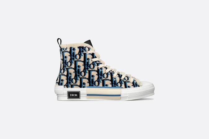 B23 High-Top Sneaker Beige, Black and Navy Blue Dior Oblique Tapestry - Shoes - Man | DIOR